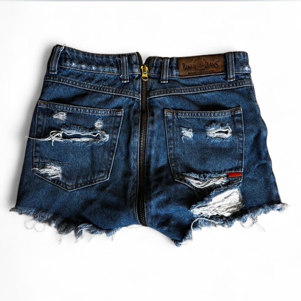 Blue Distressed Jean Shorts